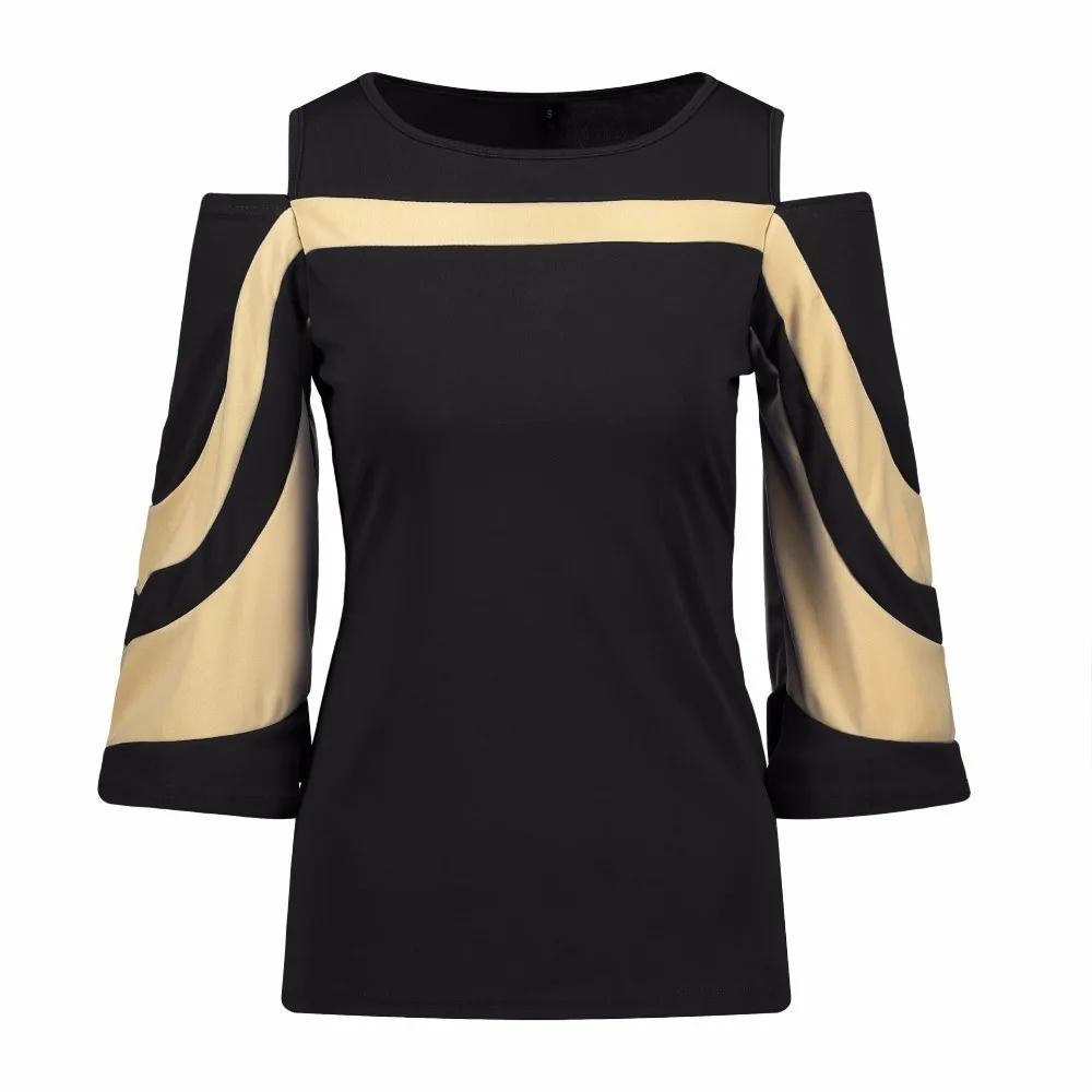 VITIANA Women Black Striped 3/4 Batwing Sleeve Elegant Summer Tops Tee Female 2018 Spring Off Shoulder T Shirt Ladies Clothing|off shoulder t shirt|t