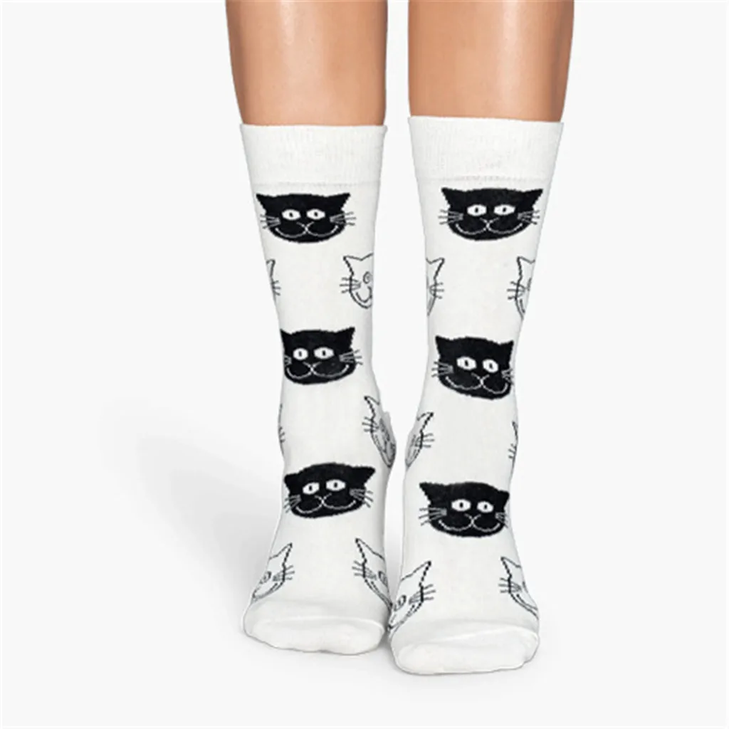 1 пара новинка женские носки с забавным котом для платья или повседневные