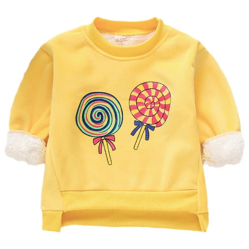Осенняя 3 вида цветов Одежда для маленьких девочек милые топы с принтом леденца