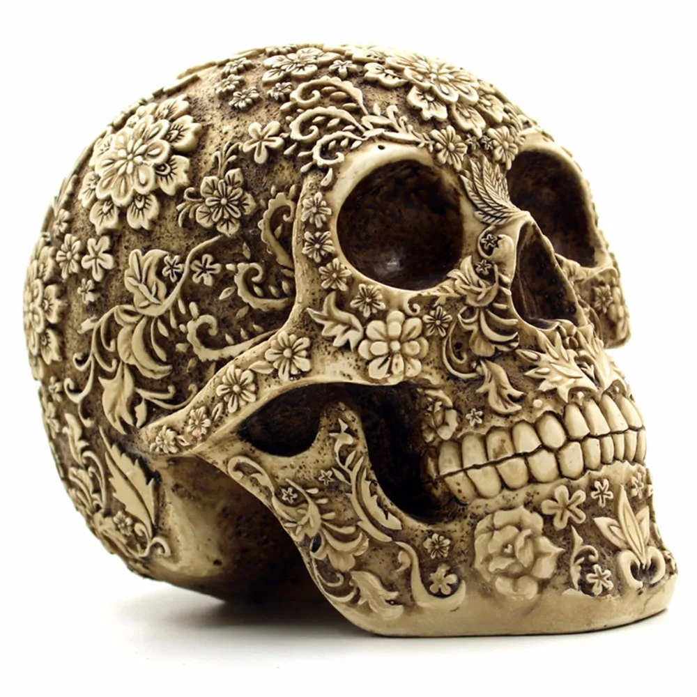 

Halloween Home Bar Table Grade Decorative Craft Human Horror Resin Skull Bone Skeletons Decoration Flower Ornaments Skeleton