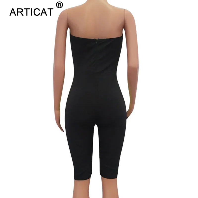 Articat сетки лоскутное без бретелек Bodycon комбинезон для женщин с открытыми плечами прозрачные летние женские комбинезоны с открытой спиной костюм для вечеринки