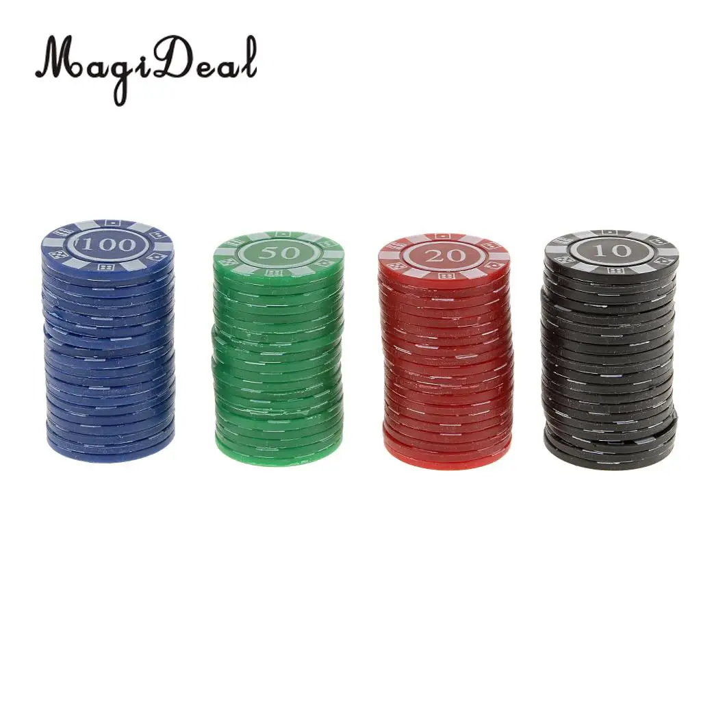 MagiDeal высокое качество 80 шт./лот пластиковые покерные фишки-красный зеленый синий черный 40 мм Диаметр для веселых семейных вечерние Клубные пабы спортивные подарки