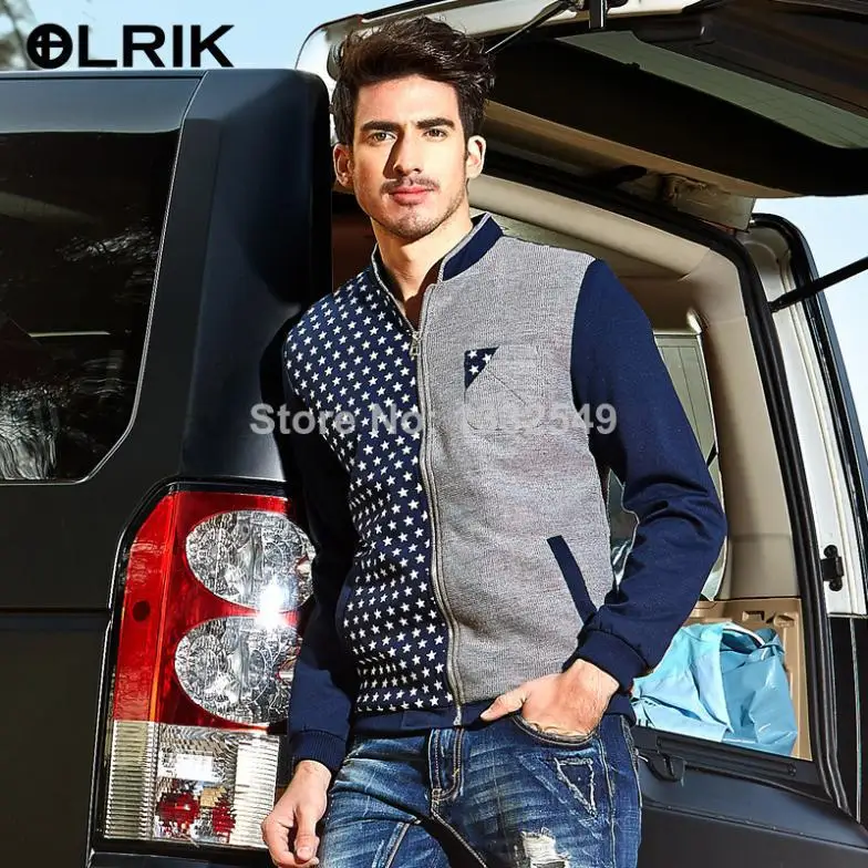 2014 autumn and winter fashion men's T-shirt printing men jacket slim Outerwear cotton coat free shopping | Мужская одежда