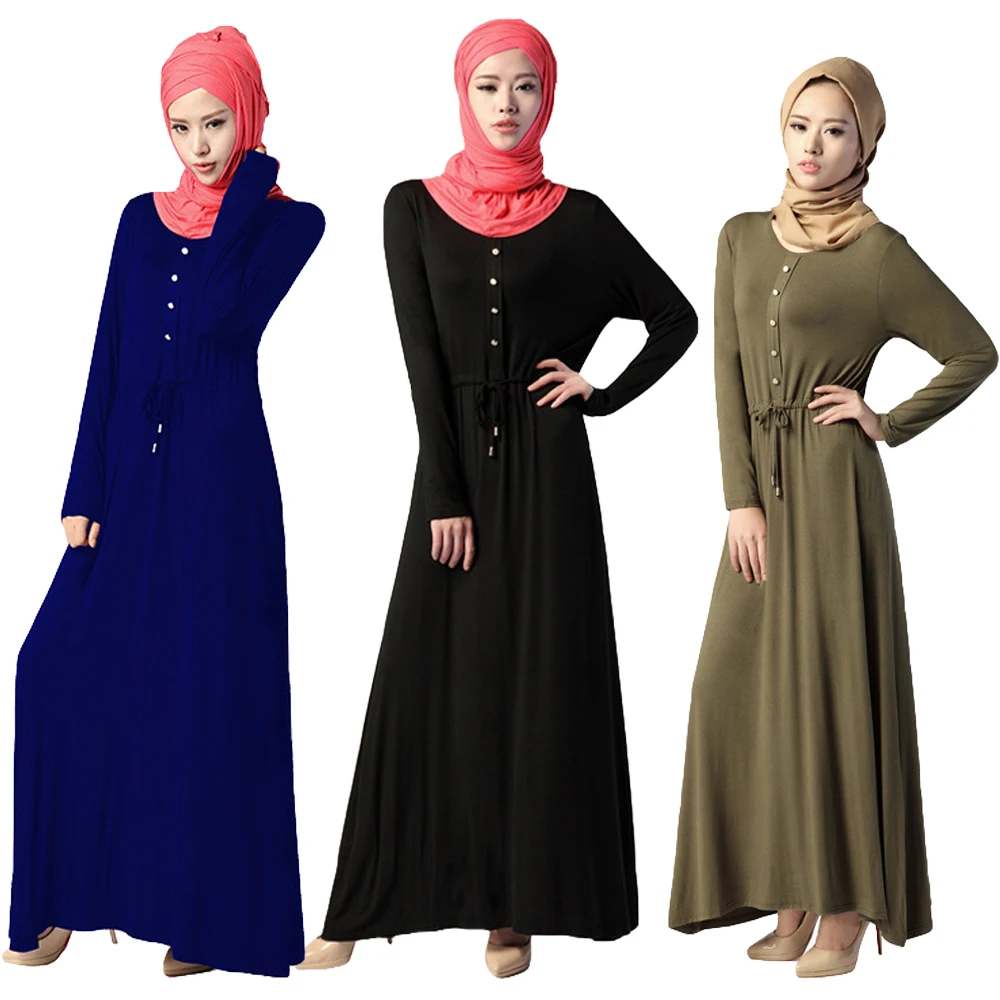 Женское платье с длинным рукавом Bubble Tea из модала о вырезом|abaya women|muslim dressclothing malaysia