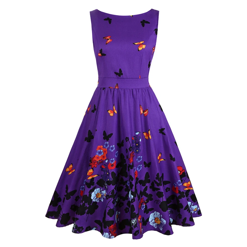 MISSJOY Vestidos de fiesta рождественские вечерние платья трапециевидной формы без рукавов с принтом бабочки в винтажном стиле для женщин robe noel bohemian Ebise