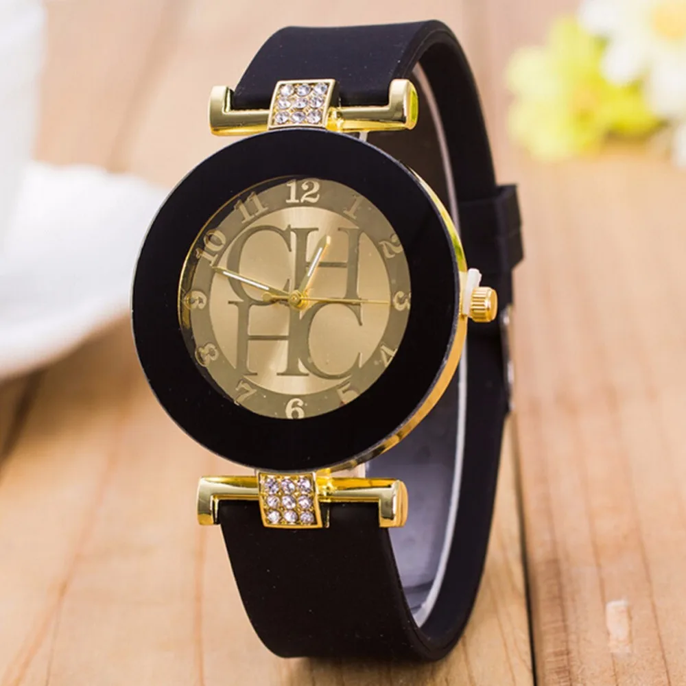 Relojes hombre Лидер продаж модный бренд золото ЖЕНЕВА Спортивные кварцевые часы Женское платье повседневные Кристальные силиконовые часы montre homme