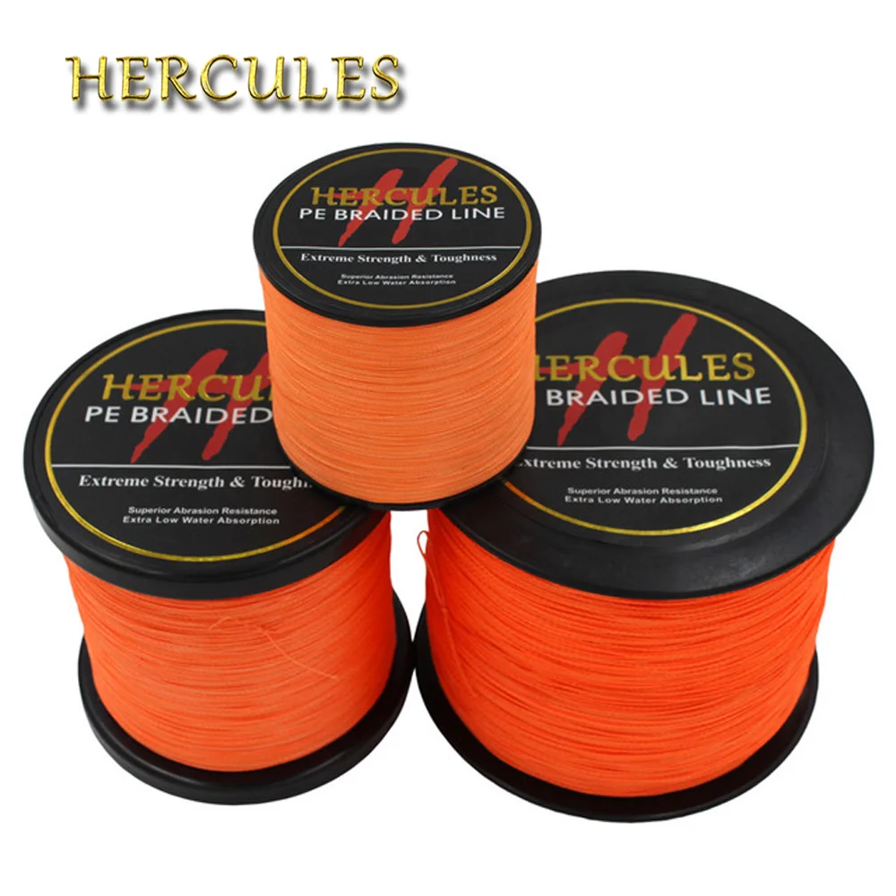 Hercules PE плетеная рыболовная леска оранжевая многонитевая прочные 4 лески 100 м 300 500