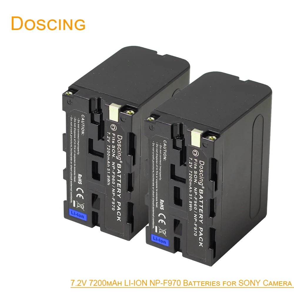 

Doscing 2 шт. NP-F970 NP F970 NPF970 7200 мАч Сменные Аккумуляторы для камеры SONY MC1500C 190P 198P F950 MC1000C TR516 TR555