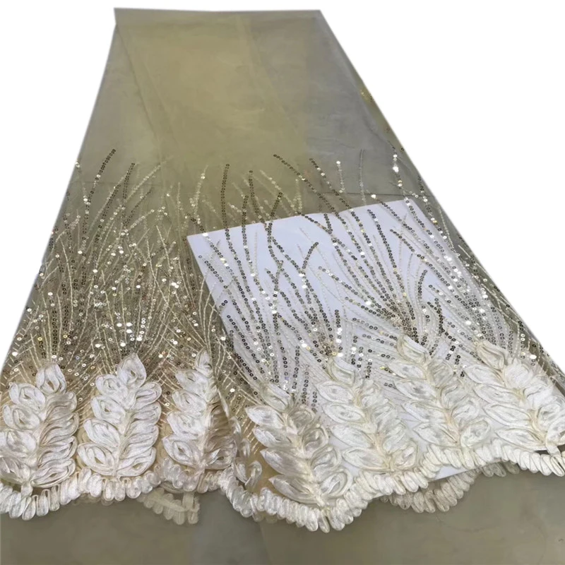 Pink Color Nigerian tulle lace fabric For Wedding Dress With Squins French Mesh Lace Fabric HX1168-2 | Дом и сад