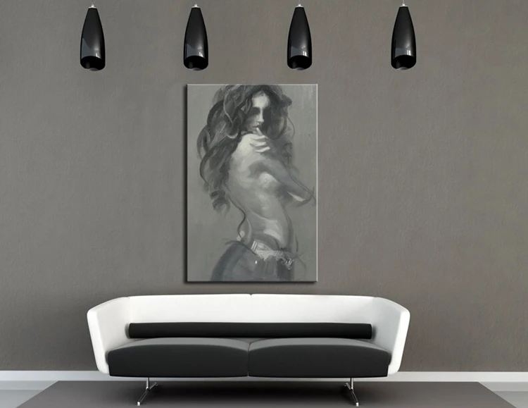 Красивая привлекательная Обнаженная женщина рисование на спине холст ручной