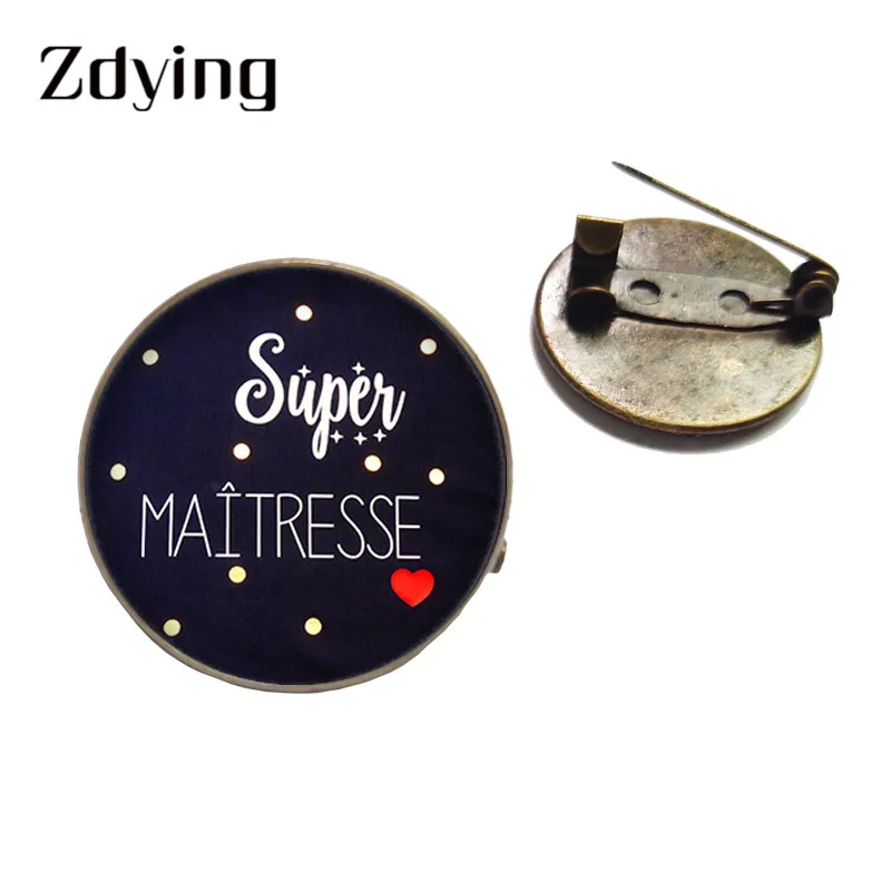 ZDYING Super Maitresse брошь с значком французские буквенные узоры стеклянные кабошоны