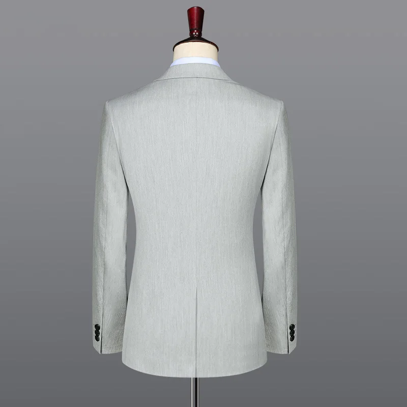 single breasted light grey mens suits with pant vest wedding suits for men wedding suits groom wear slim fit casual blazer plus
