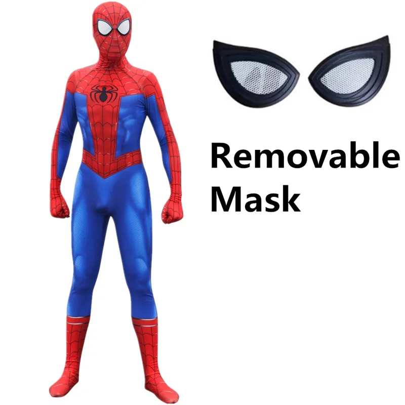 Removable Mask Человека-паука в Spider-текстами и сюжетами из питера Benjamin толстые парки Косплэй костюм зентай, костюм Человека-паука супергероя узор Боди Комбинезоны для женщин - Цвет: Removable Mask
