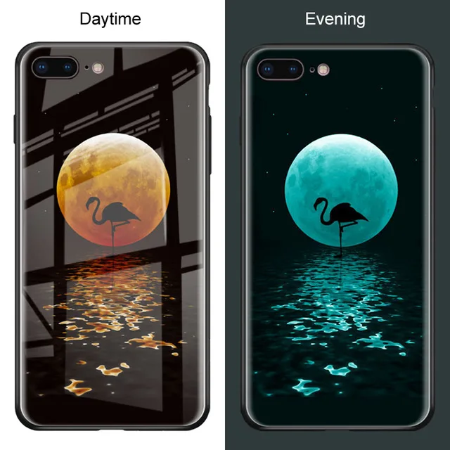 Flamingo Чехол для iPhone X с изображением цветов розы оленя Фламинго Феникса Луны звездного неба светящийся чехол для телефона для iPhone6 6s 7 8 Plus XR XS Max - Цвет: Flamingo