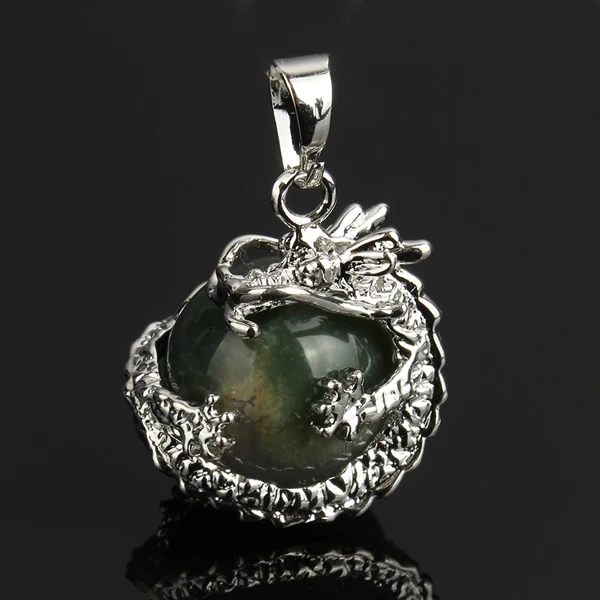 India agate YYW, женские и мужские ювелирные изделия, животное, 3D, коготь дракона, обёрточная бумага, шарики, натуральный прозрачный кварц, опал, лунный камень, тигровый глаз, роза, камень, подвески - Окраска металла: India agate