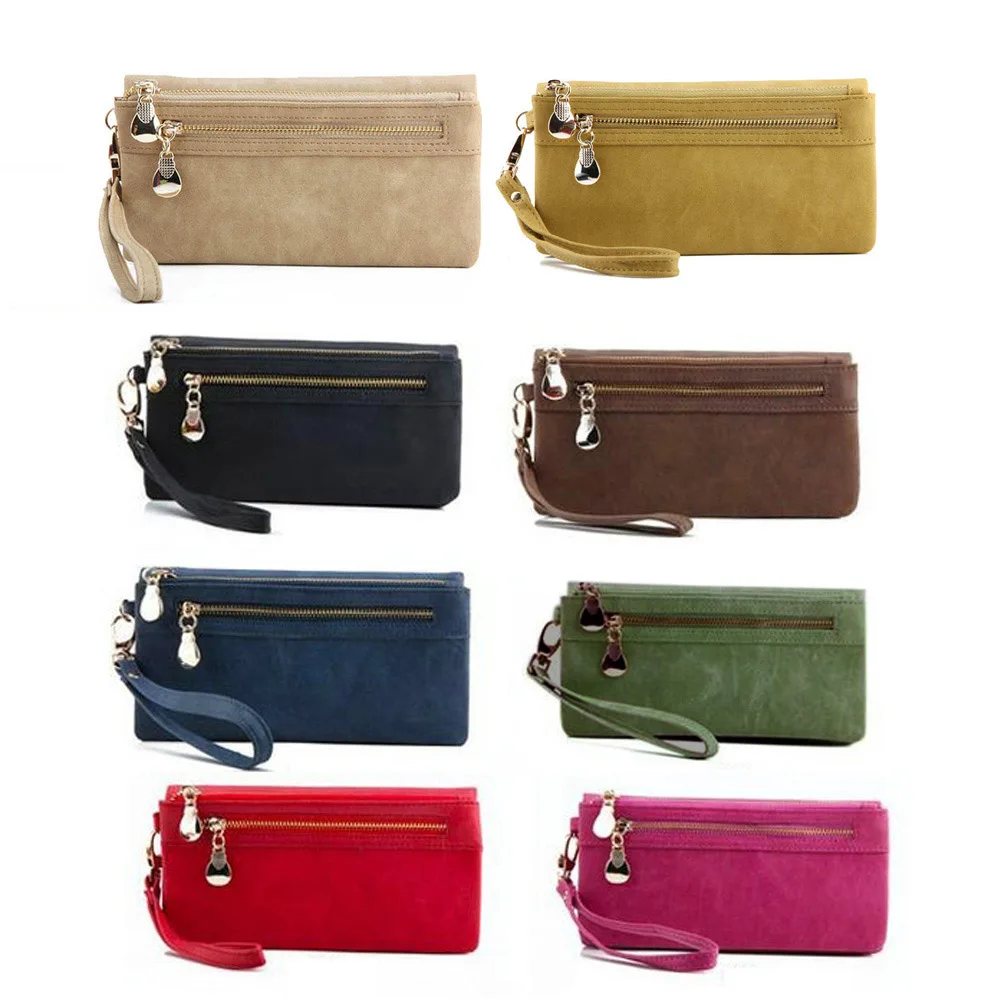 Новое поступление женский модный винтажный Длинный кошелек из матовой кожи с