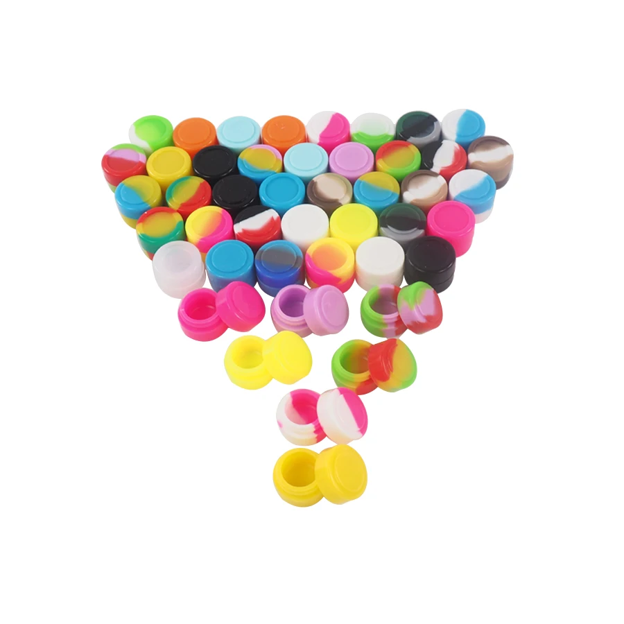 

100pcs 2 ml mini round Non-stick Silicone waxContainer For Wax Bho Oil Silicon Jars Dab Wax Container jars
