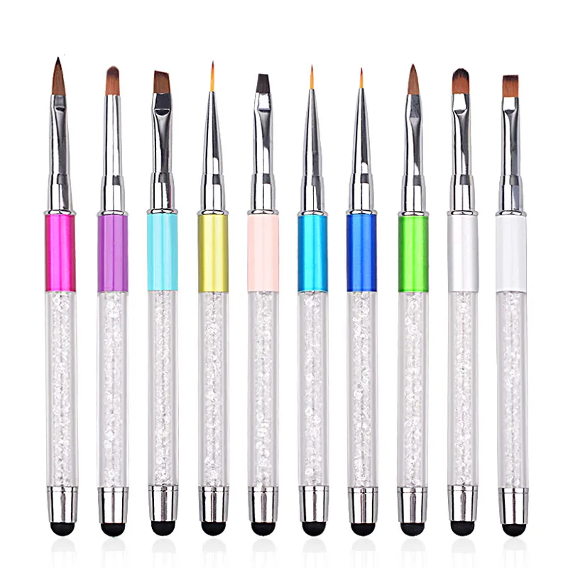 Новый дизайн ногтей ручка с кисточкой экран Touchable кварц Металл акрил Маникюр DIY