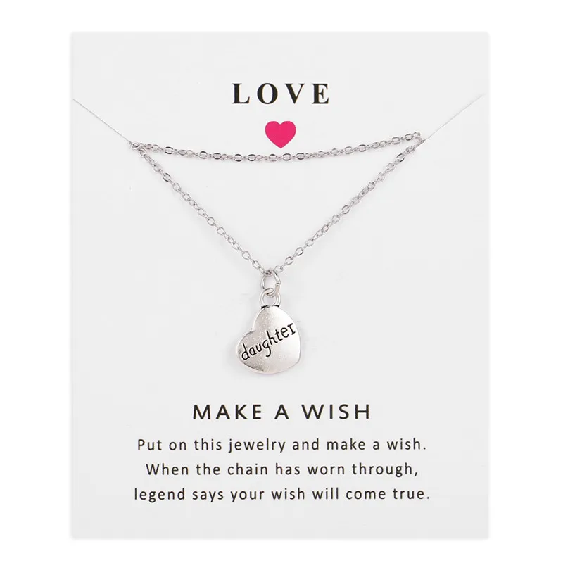 Модное ожерелье с кулоном для членов семьи надписью Wish Card семейного сбора