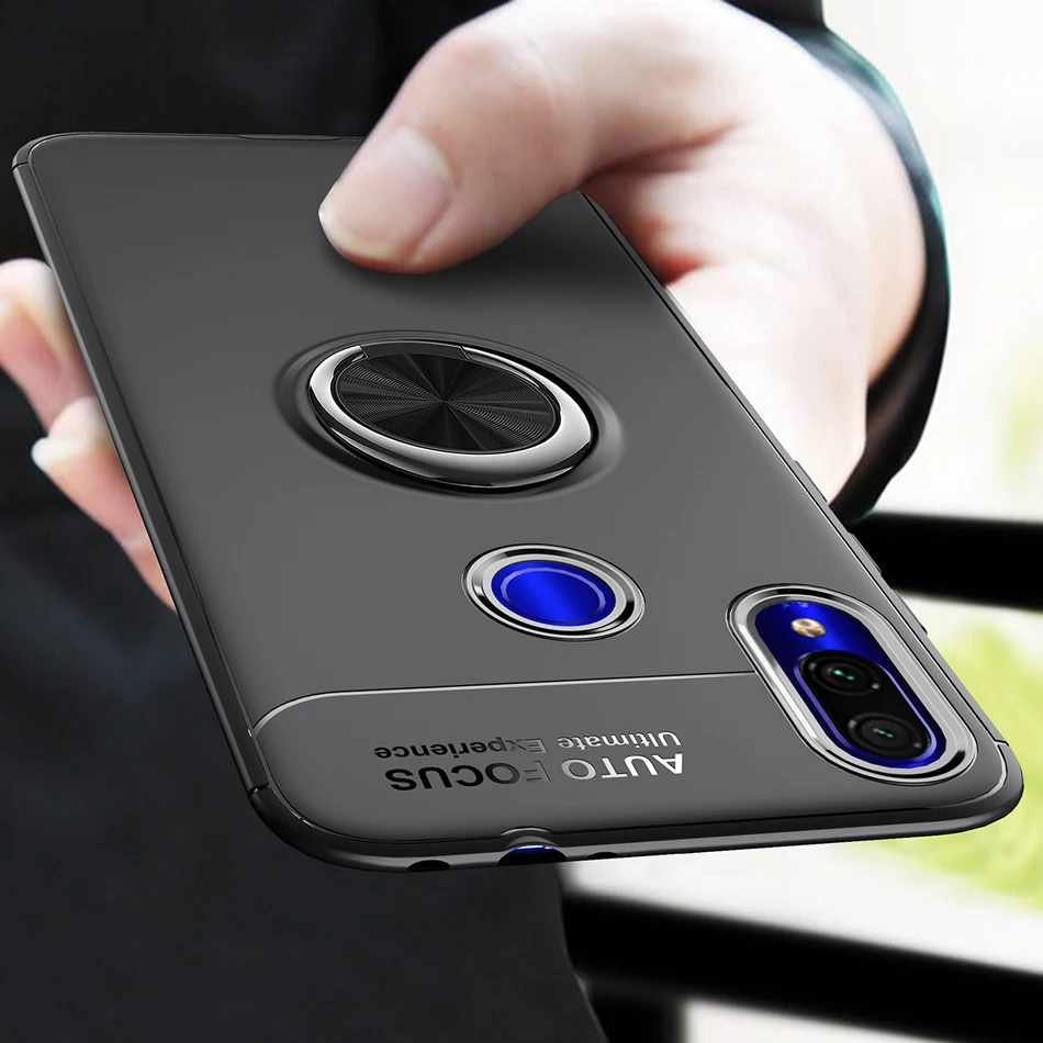 

Case For Xiaomi Redmi Note 7 Case Car Holder Stand Magnetic Bracket TPU Case For Redmi Note 7 Pro Wite Finger Ring Capa