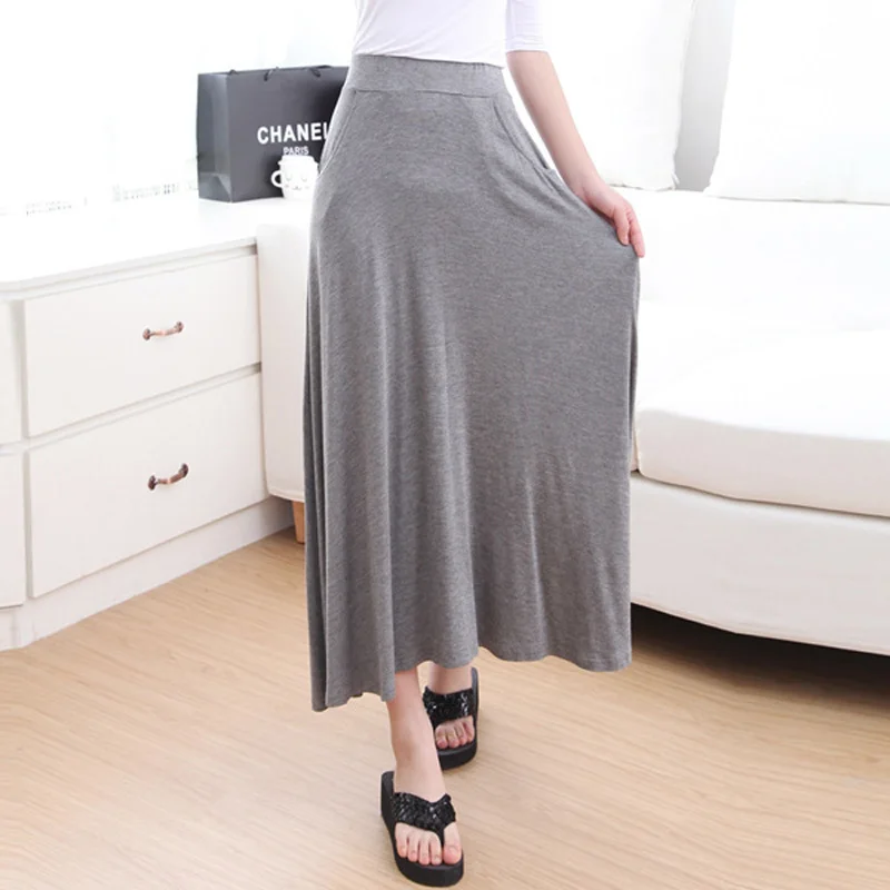 Женская элегантная однотонная Модальная длинная юбка миди Корейская