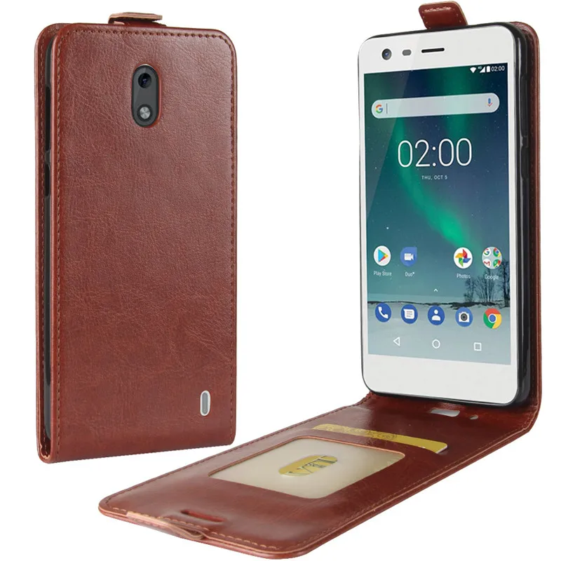 brown Чехол для телефона Nokia 2, чехол Nokia2, чехол, роскошный кожаный Вертикальный флип-кошелек, сумка для телефона, чехол для Nokia 2 - Цвет: brown