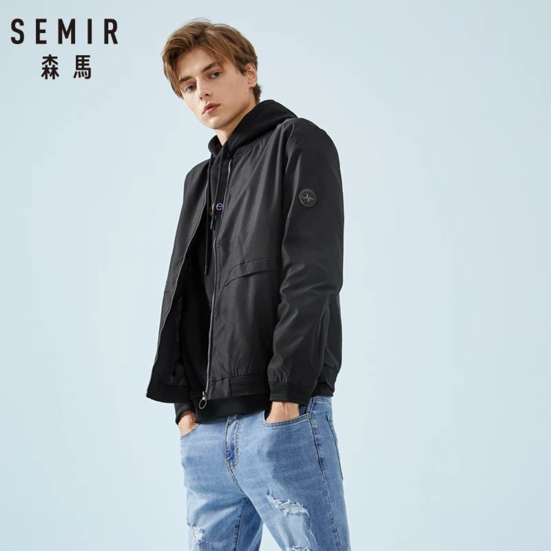 SEMIR мужская бейсбольная куртка куртка-бомбер на молнии с карманом спереди мода