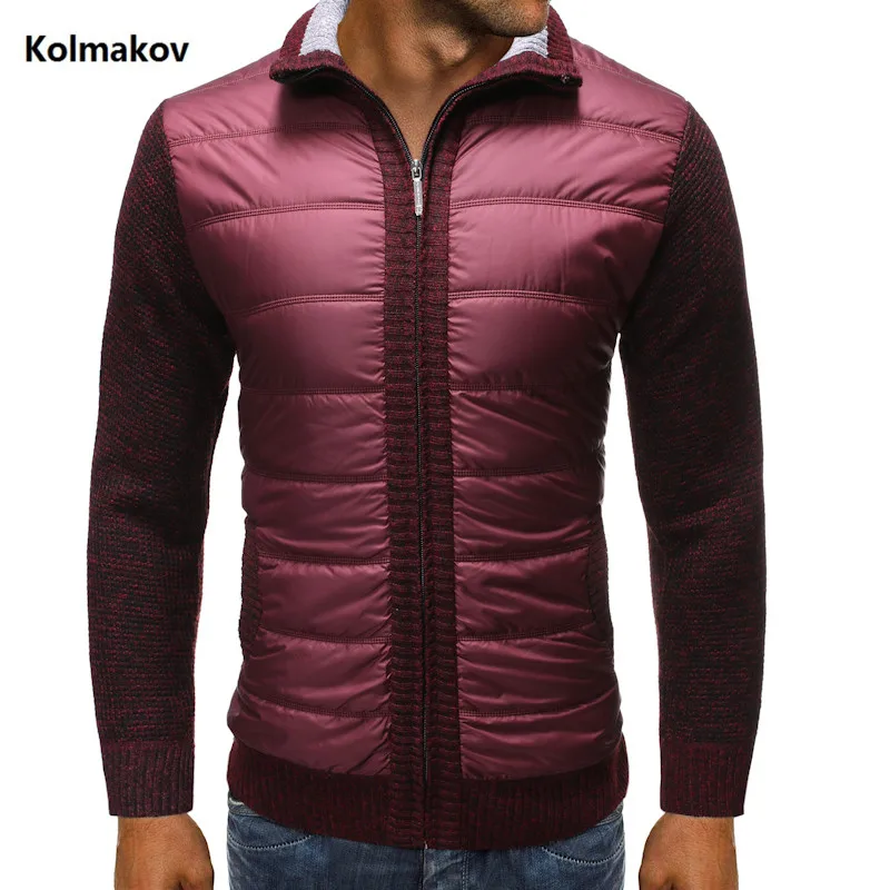 Мужской вязаный кардиган повседневный плотный теплый свитер с соединением