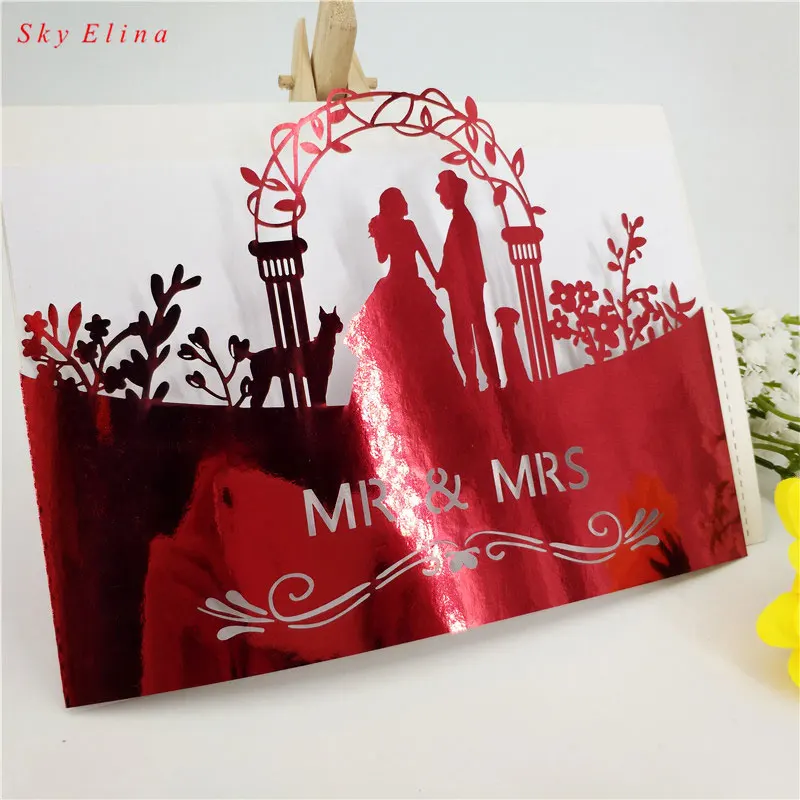 1000 шт. лазерная резка mr. &amp MRS деликатная пригласительная открытка пустотелая