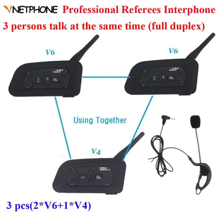 Vnetphone 1200m полная дуплексная коммуникационная гарнитура 3 Riders Talking For Football Referee Judge