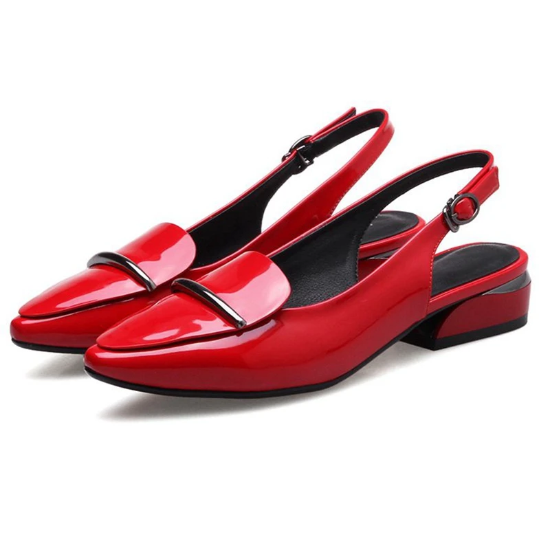 ANOVISHANA/sandalias mujer; женские босоножки; коллекция года; женские туфли-лодочки; обувь на низком каблуке; кожаные слинбэки; свадебные туфли; обувь; zapatos; D076 - Цвет: Red