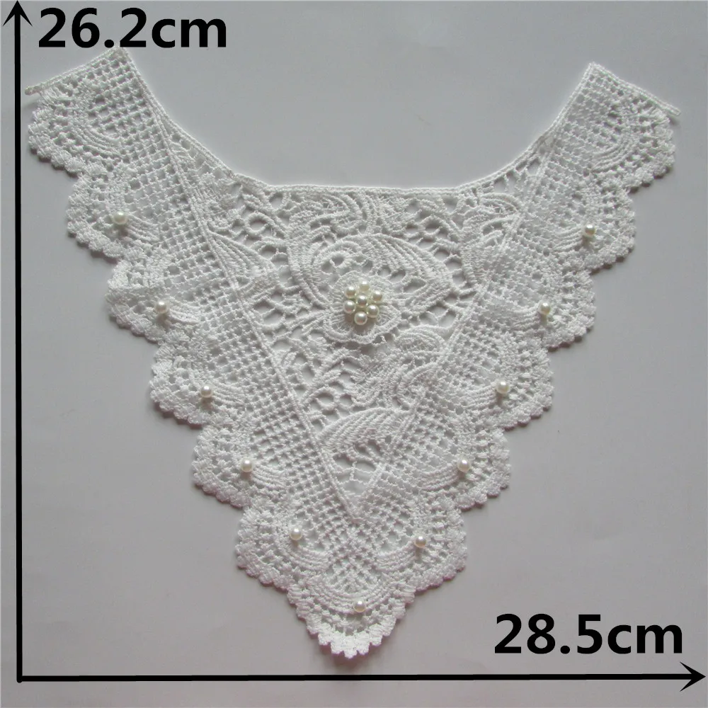 Белый жемчужный вышитый кружевной воротник декольте Венецианская аппликация