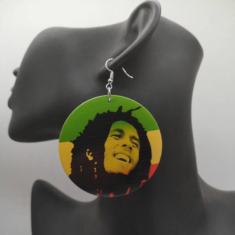 Деревянные серьги Bob Marley Marly|Серьги-подвески| |