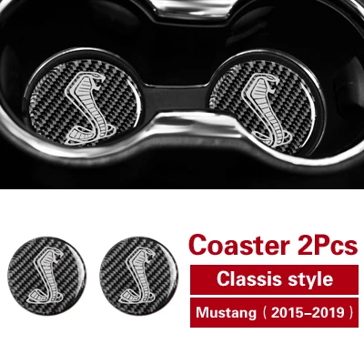 Coaster Black Для Ford Mustang внутренняя отделка углеродная чашка из волокна Hoder наклейки для автомобиля Coaster коврик для хранения отделка Чехлы Стайлинг для - Название цвета: Coaster Black