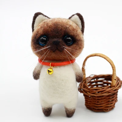 Siamese kitten Материал из шерстяного войлока сумка для взрослых ручной работы DIY кошка подарки на день рождения - Цвет: Siamese kitten
