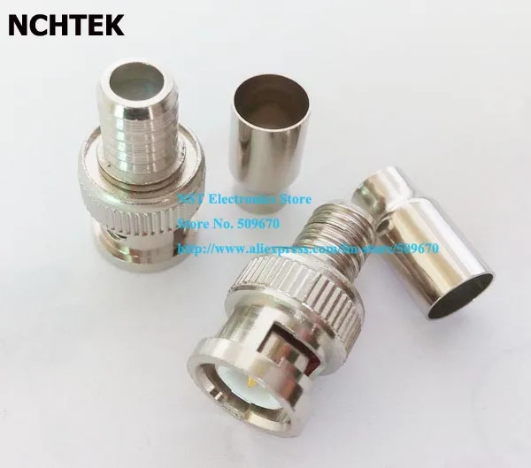 NCHTEK CCTV RG59 Coax BNC обжимной соединитель для безопасности адаптер/бесплатная