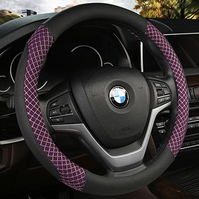 KKYSYELVA аксессуары для салона автомобиля Черный Авто спортивный чехол на руль кожаный 38 см автомобиль Truch рулевые чехлы - Название цвета: 5