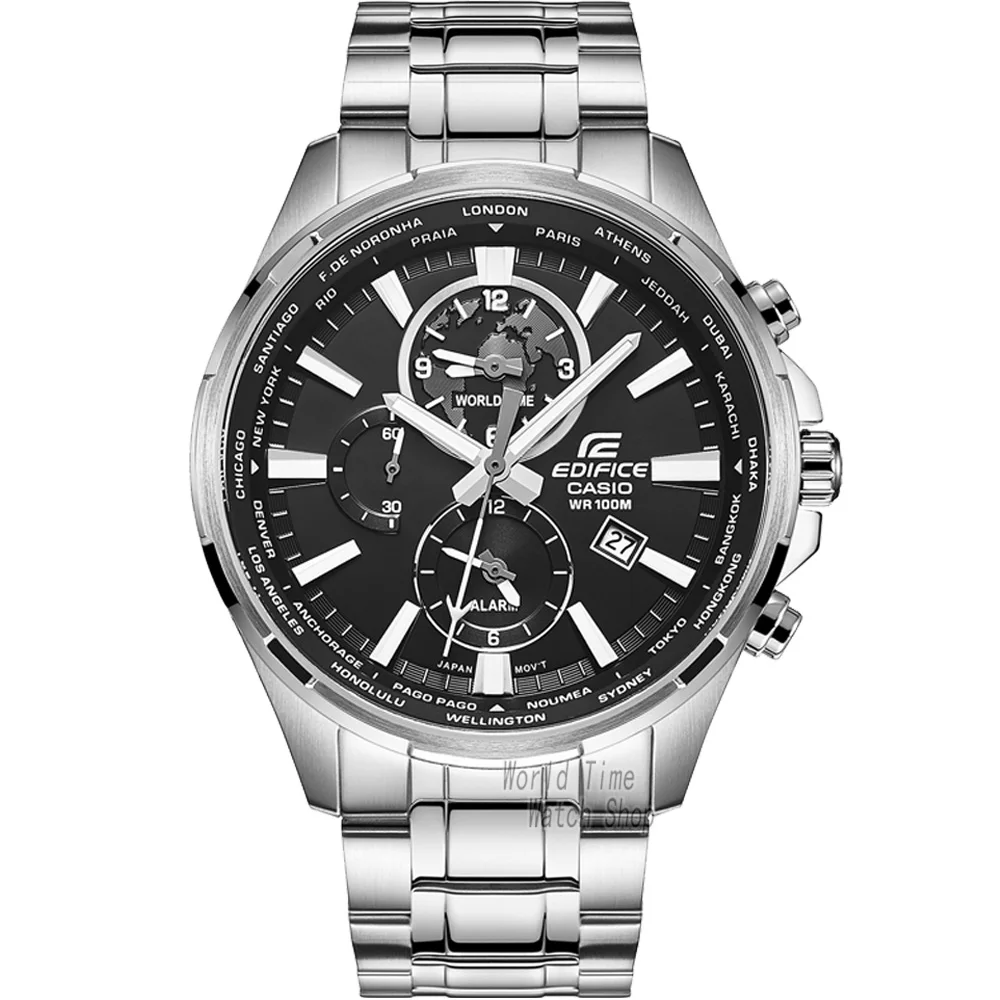EFR304D1A-1 Часы Casio Edifice мужские часы Лучший бренд класса люкс 100м Водонепроницаемые наручные часы Светящиеся мужские часы кварцевые Спортивные часы военные водолазные мужские часы Dual Time Classic Multi-Hand Watch relogio - Цвет: EFR304D1A-1