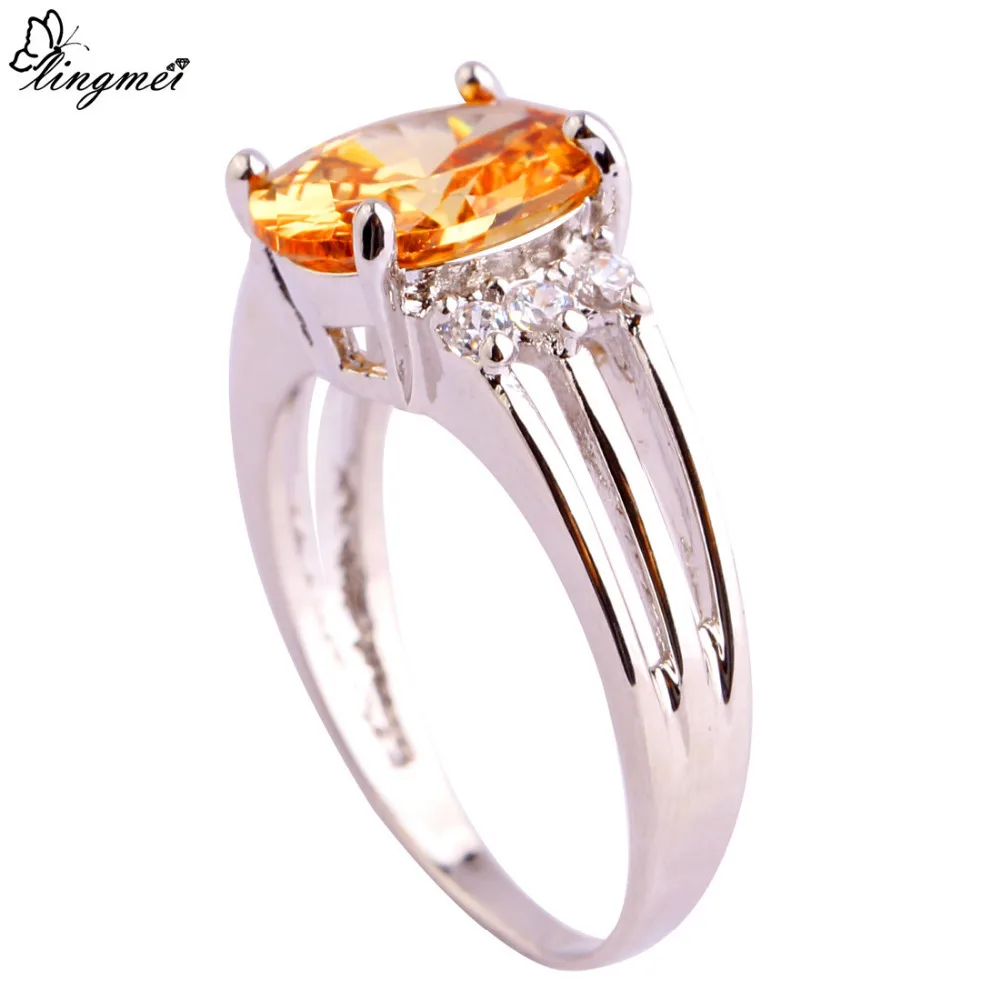 Lingmei оптовая продажа модные новые женские Morganite & Белый Серебряные Цвет кольцо