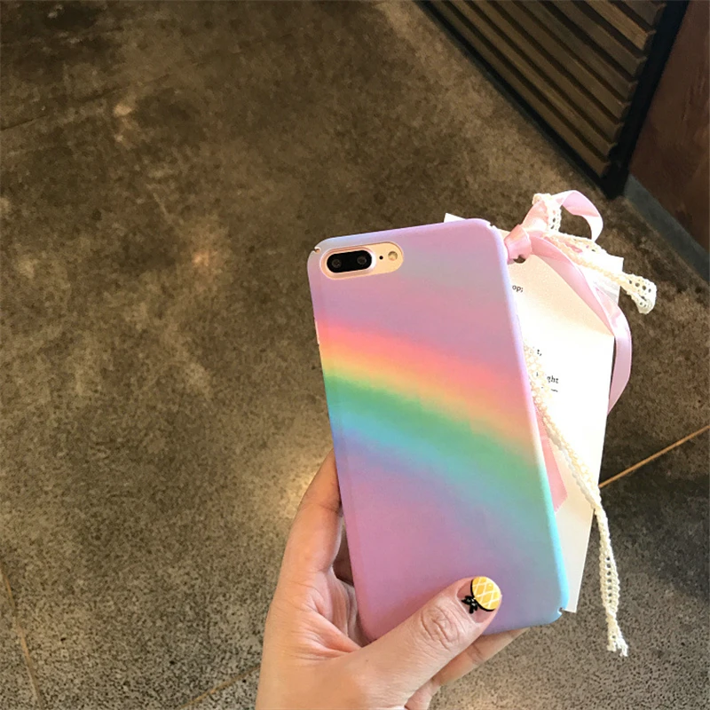 Colorful Gradient Rainbow Phone Cases Capa For iPhone 6 6s Fashion Girl Abstract Art Painted Back Cover Hard PC Fundas |