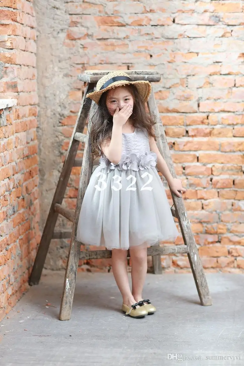 Children net yarn vest dresses Girls stereo petal princess Dress 2017 spring new kids splicing tulle tutu dress birthday dr | Детская