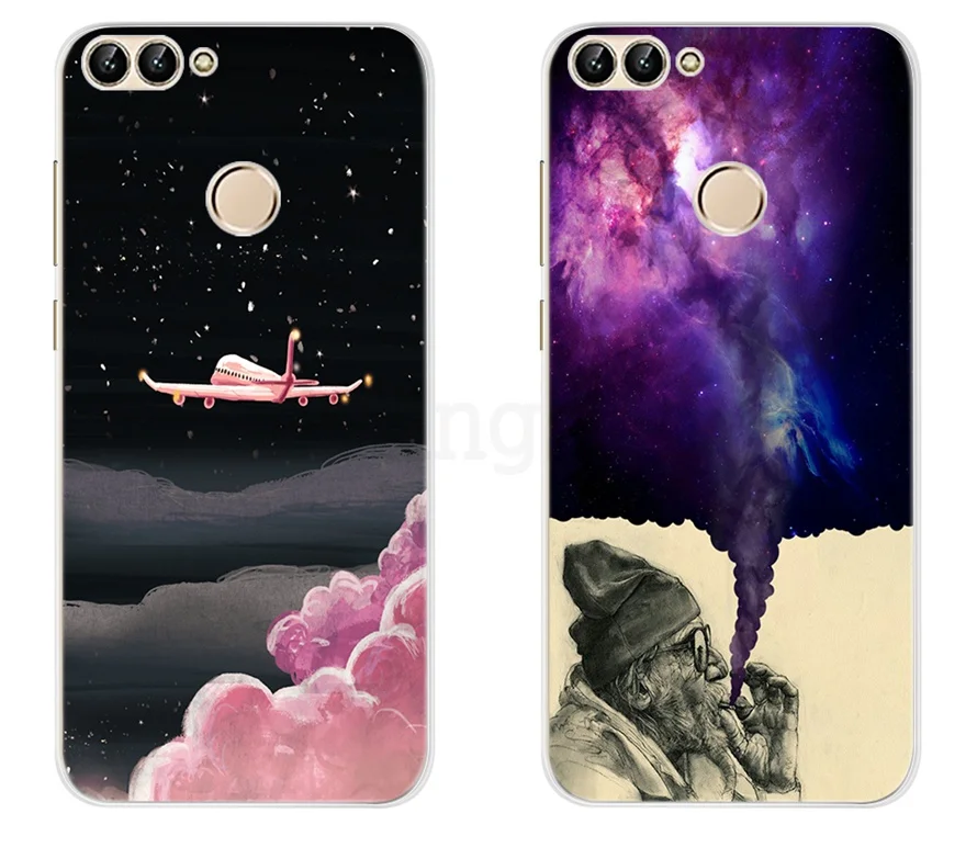 Для Fundas huawei P, умный чехол, силиконовый 3D, мягкий, симпатичный, из ТПУ, с рисунком, прозрачный чехол на заднюю панель телефона s для huawei P Smart Plus, чехол FIG-LX1