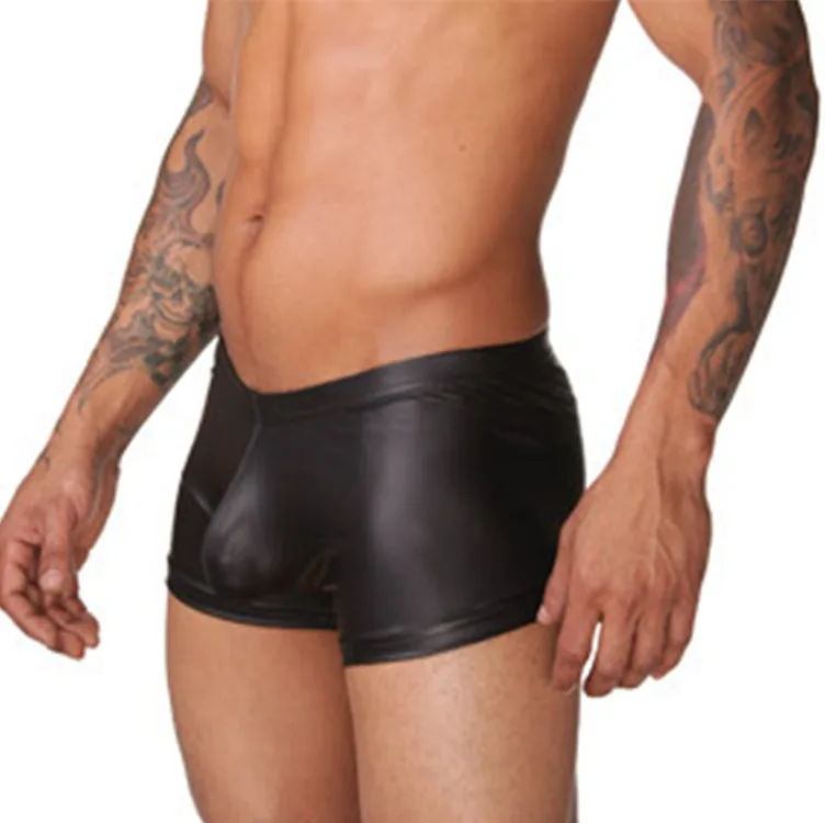 Мужские кожаные трусы боксеры с мешочком для пениса Размеры S M L | Мужская одежда
