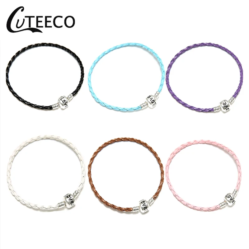 Женский кожаный браслет CUTEECO 6 цветов брендовый с подвесками цветов|Браслеты