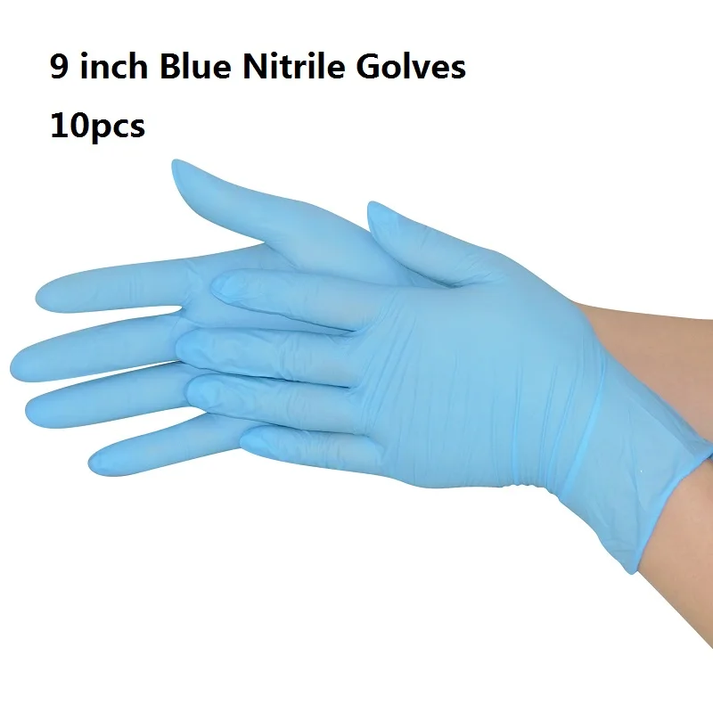 Blue-10pcs ABESO NBR прочного латекса Одноразовые Перчатки 10/20 шт./кор. для Еда санитарно-Сафти татуировки кислоты, щелочи противоскользящие на костюмированную вечеринку - Цвет: Blue-10pcs