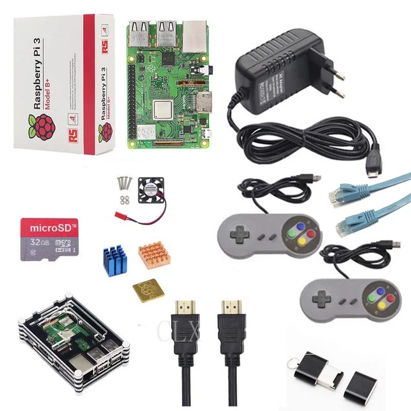 Raspberry Pi 3 Model B + (B Plus) комплект мощность 32G sd карта кабель HDMI теплоотвод акриловый