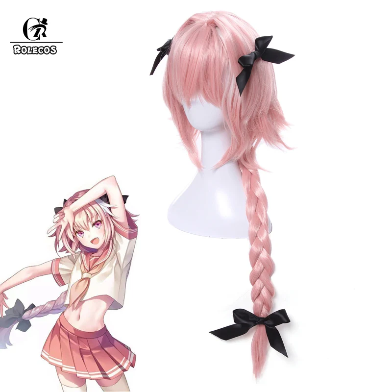 ROLECOS Fate Apocrypha Косплей головной убор Astolfo Game Cosplay FGO Hair 75 см розовый термостойкий