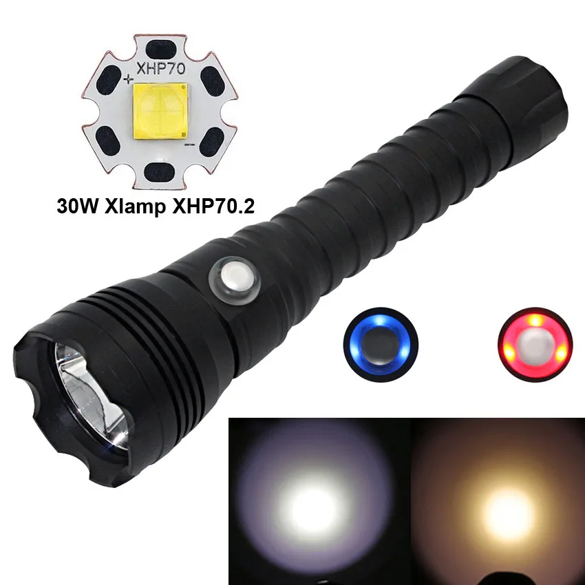 Яркий светодиодный фонарик XHP70.2 для дайвинга CREE XHP70 тактический Подводные