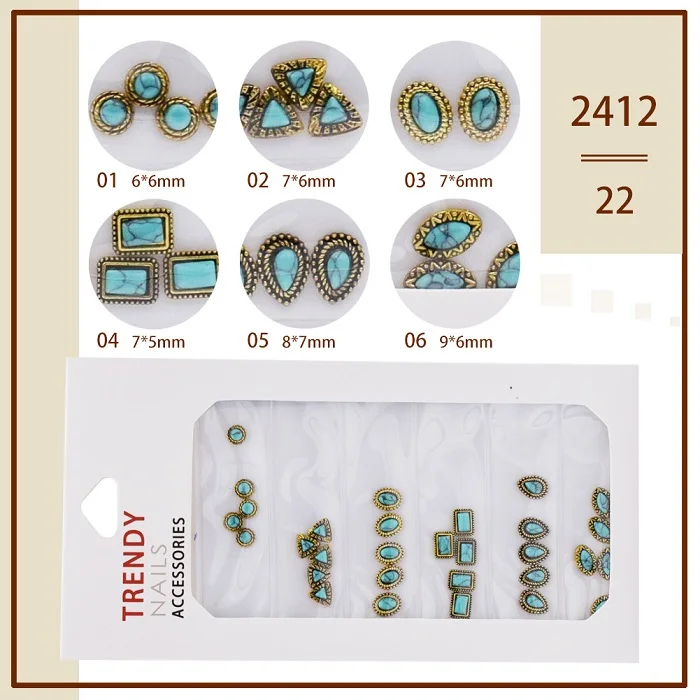 2412-22 Multi-size 30 pcs Alloy Japanese Nail Rhinestones For Nails Art Decorations Crystals Charms Partition Mixed Size Rhinestone Set - Цвет: 2412-22