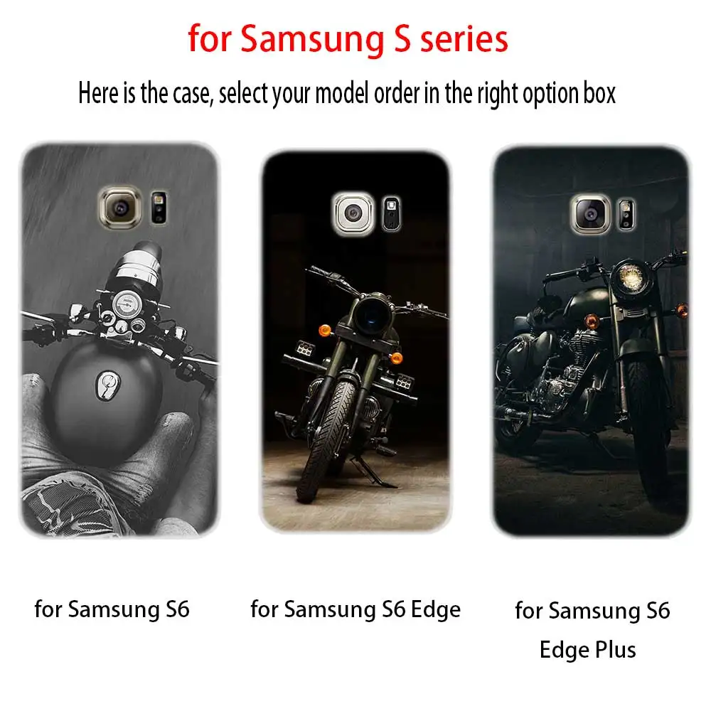 Черный классический чехол из ТПУ с мотоциклетным узором для Samsung Galaxy S7 Edge S8 S9 S10 S11